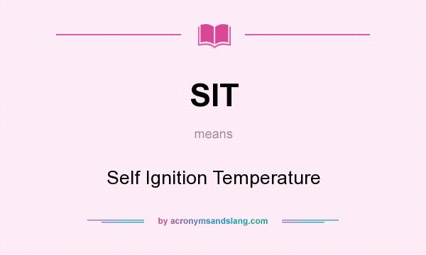 What does SIT mean? It stands for Self Ignition Temperature