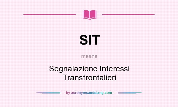 What does SIT mean? It stands for Segnalazione Interessi Transfrontalieri