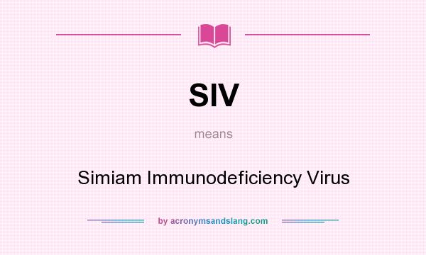 What does SIV mean? It stands for Simiam Immunodeficiency Virus