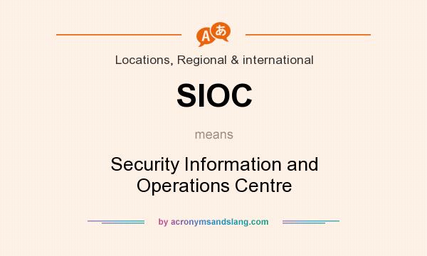 What does SIOC mean? It stands for Security Information and Operations Centre