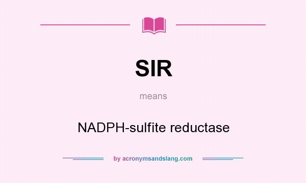 What does SIR mean? It stands for NADPH-sulfite reductase