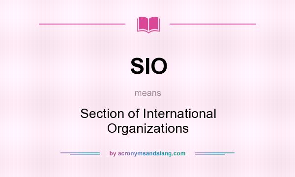 What does SIO mean? It stands for Section of International Organizations