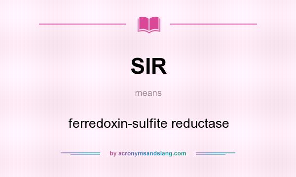 What does SIR mean? It stands for ferredoxin-sulfite reductase