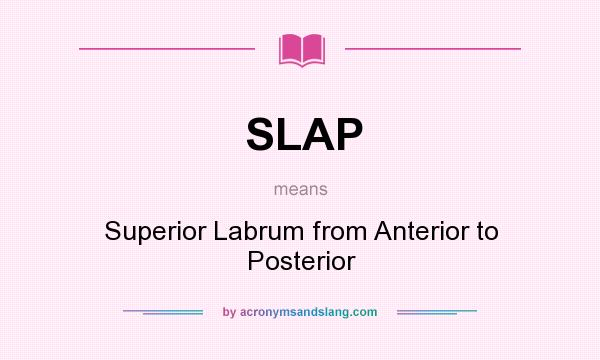 What does SLAP mean? It stands for Superior Labrum from Anterior to Posterior