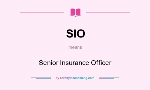 What does SIO mean? It stands for Senior Insurance Officer