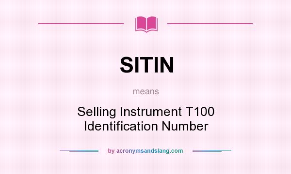 What does SITIN mean? It stands for Selling Instrument T100 Identification Number