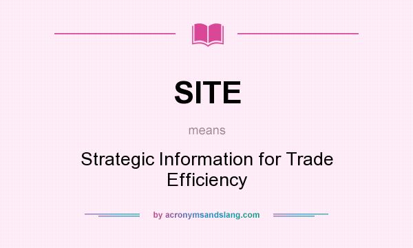 What does SITE mean? It stands for Strategic Information for Trade Efficiency