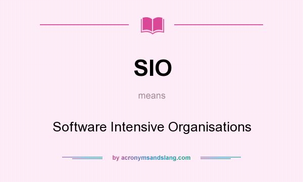 What does SIO mean? It stands for Software Intensive Organisations