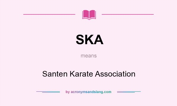 What does SKA mean? It stands for Santen Karate Association