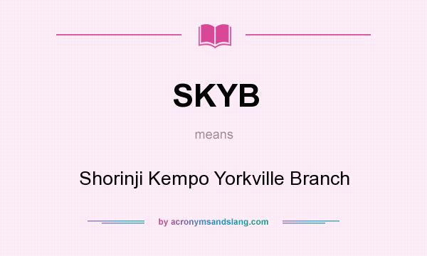 What does SKYB mean? It stands for Shorinji Kempo Yorkville Branch