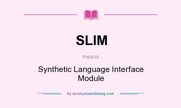 What does SLIM mean? It stands for Synthetic Language Interface Module