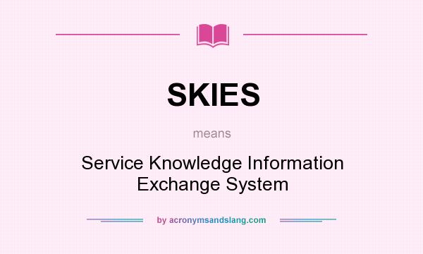What does SKIES mean? It stands for Service Knowledge Information Exchange System