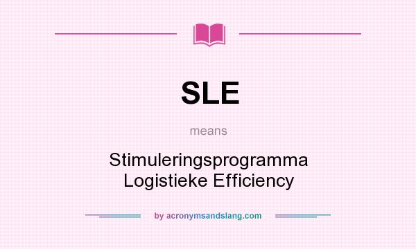 What does SLE mean? It stands for Stimuleringsprogramma Logistieke Efficiency