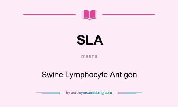 What does SLA mean? It stands for Swine Lymphocyte Antigen