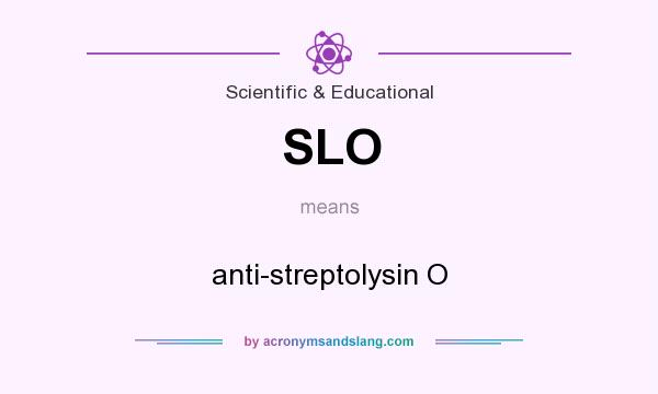 What does SLO mean? It stands for anti-streptolysin O