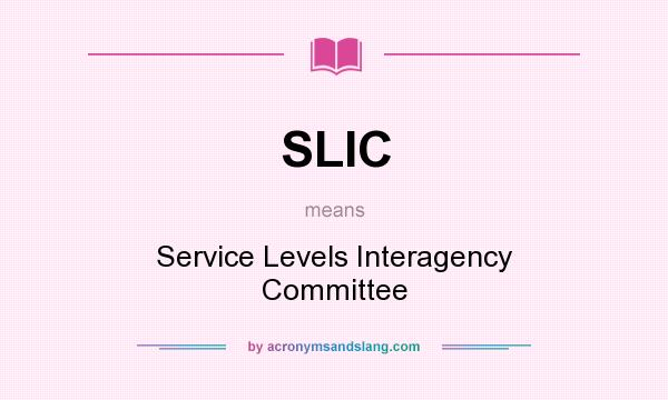 What does SLIC mean? It stands for Service Levels Interagency Committee