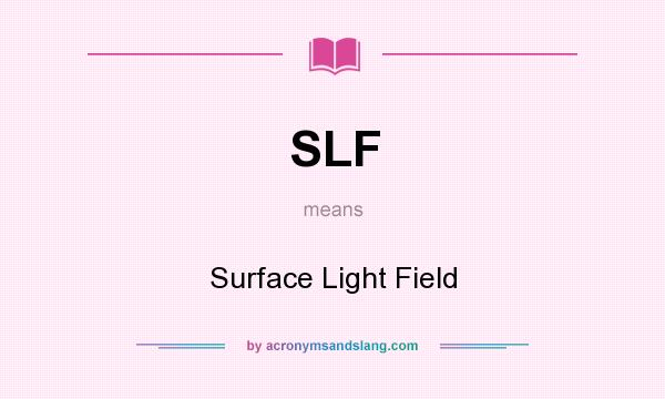 What does SLF mean? It stands for Surface Light Field