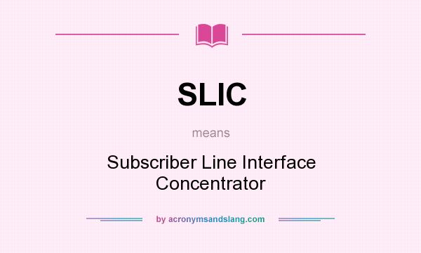 What does SLIC mean? It stands for Subscriber Line Interface Concentrator