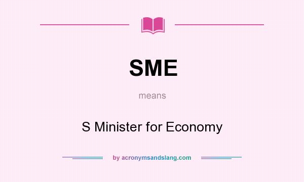What does SME mean? It stands for S Minister for Economy
