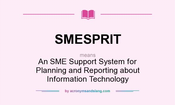 What does SMESPRIT mean? It stands for An SME Support System for Planning and Reporting about Information Technology