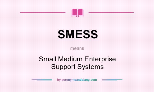 What does SMESS mean? It stands for Small Medium Enterprise Support Systems