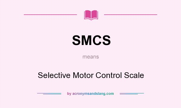What does SMCS mean? It stands for Selective Motor Control Scale