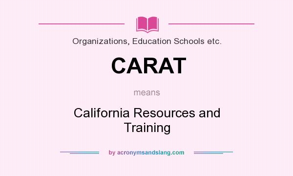 What does CARAT mean? It stands for California Resources and Training