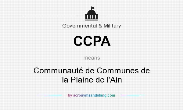 What does CCPA mean? It stands for Communauté de Communes de la Plaine de l`Ain