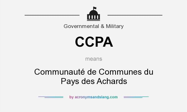 What does CCPA mean? It stands for Communauté de Communes du Pays des Achards