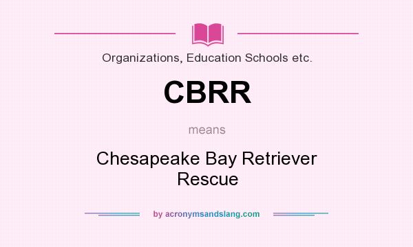 What does CBRR mean? It stands for Chesapeake Bay Retriever Rescue