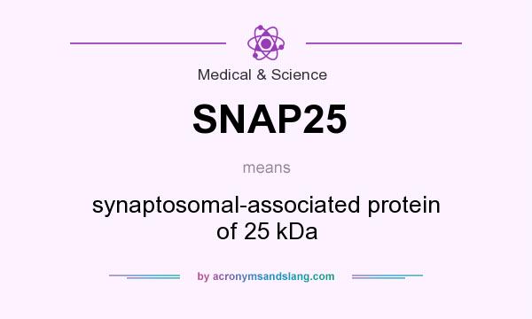 What does SNAP25 mean? It stands for synaptosomal-associated protein of 25 kDa