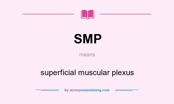 What does SMP mean? It stands for superficial muscular plexus