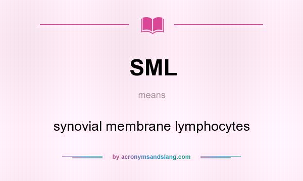 What does SML mean? It stands for synovial membrane lymphocytes