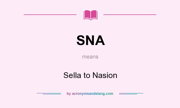 What does SNA mean? It stands for Sella to Nasion