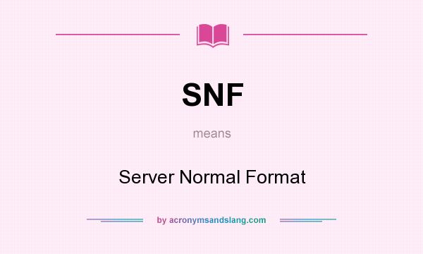 What does SNF mean? It stands for Server Normal Format