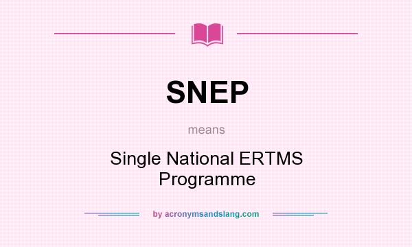 What does SNEP mean? It stands for Single National ERTMS Programme