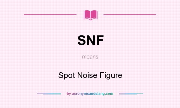 What does SNF mean? It stands for Spot Noise Figure
