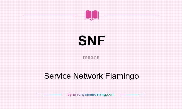 What does SNF mean? It stands for Service Network Flamingo