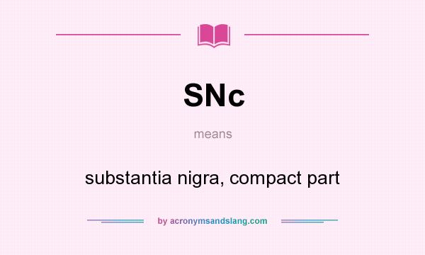 What does SNc mean? It stands for substantia nigra, compact part