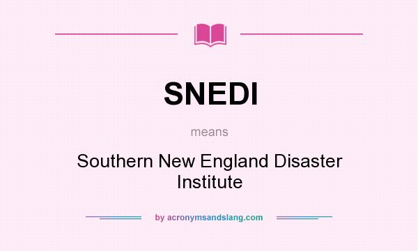 What does SNEDI mean? It stands for Southern New England Disaster Institute