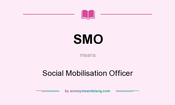 What does SMO mean? It stands for Social Mobilisation Officer