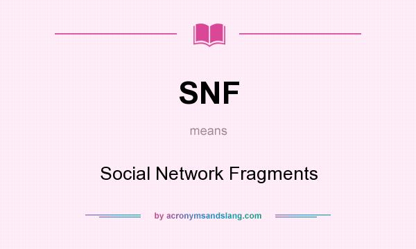 What does SNF mean? It stands for Social Network Fragments