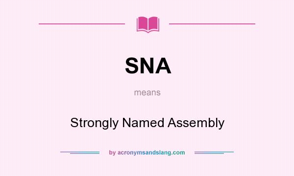 What does SNA mean? It stands for Strongly Named Assembly