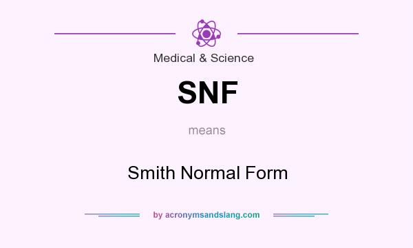 What does SNF mean? It stands for Smith Normal Form