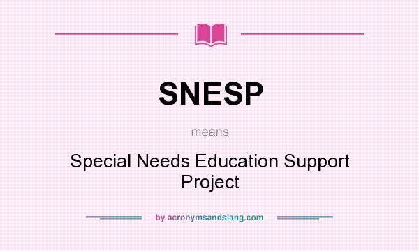 What does SNESP mean? It stands for Special Needs Education Support Project