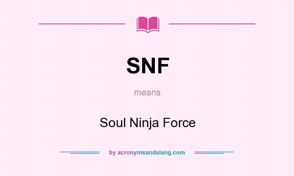 What does SNF mean? It stands for Soul Ninja Force