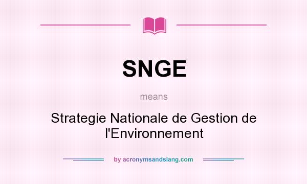 What does SNGE mean? It stands for Strategie Nationale de Gestion de l`Environnement