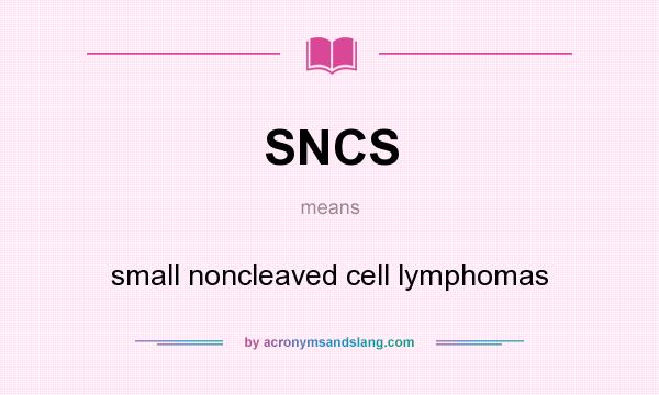 What does SNCS mean? It stands for small noncleaved cell lymphomas