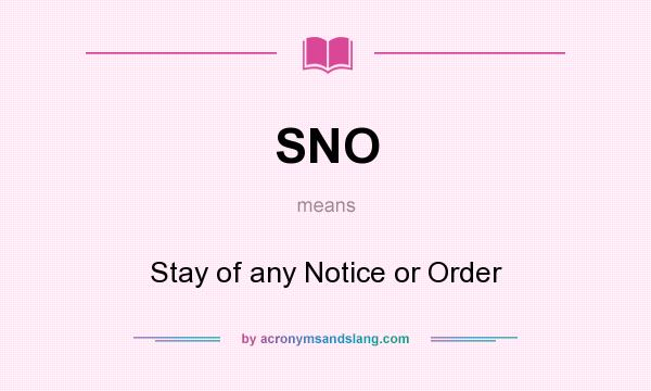 What does SNO mean? It stands for Stay of any Notice or Order
