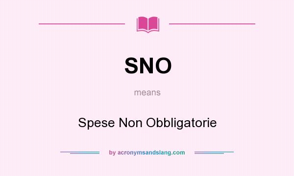 What does SNO mean? It stands for Spese Non Obbligatorie